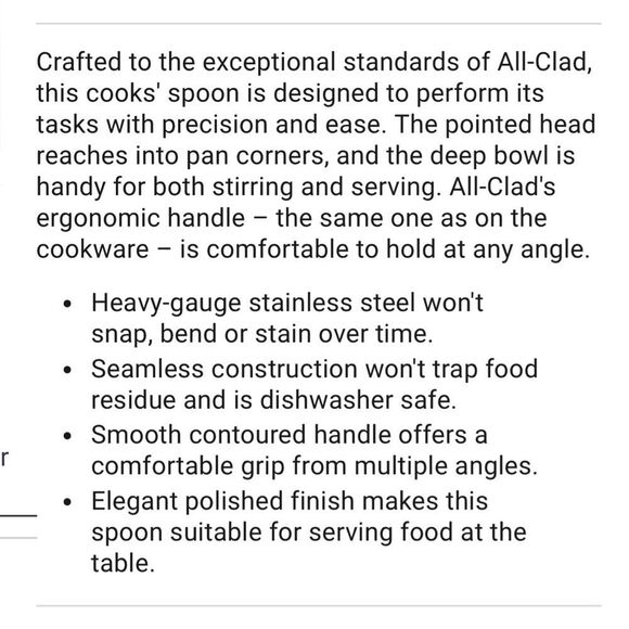 All-Clad Polished Stainless Steel Solid Spoon - Picture 5 of 8